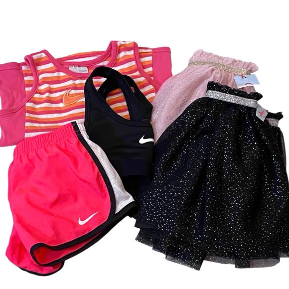Nike XS Bundle Pink Black Shorts Top Summer Play Cat&Jack 4T NWT Fairy Skirts x2 - Picture 8 of 8